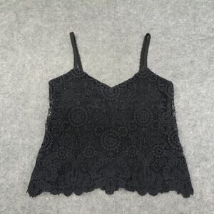 Polo Ralph Lauren‎ Top Womens 12 Shirt Eyelet Lace Cami Black Pullover Lined A
